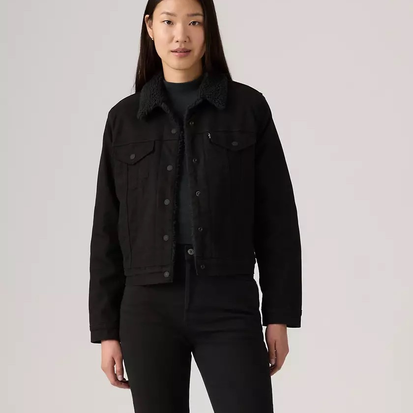 Levi's Women's Original Sherpa Trucker Jacket Black Size Small Nwt